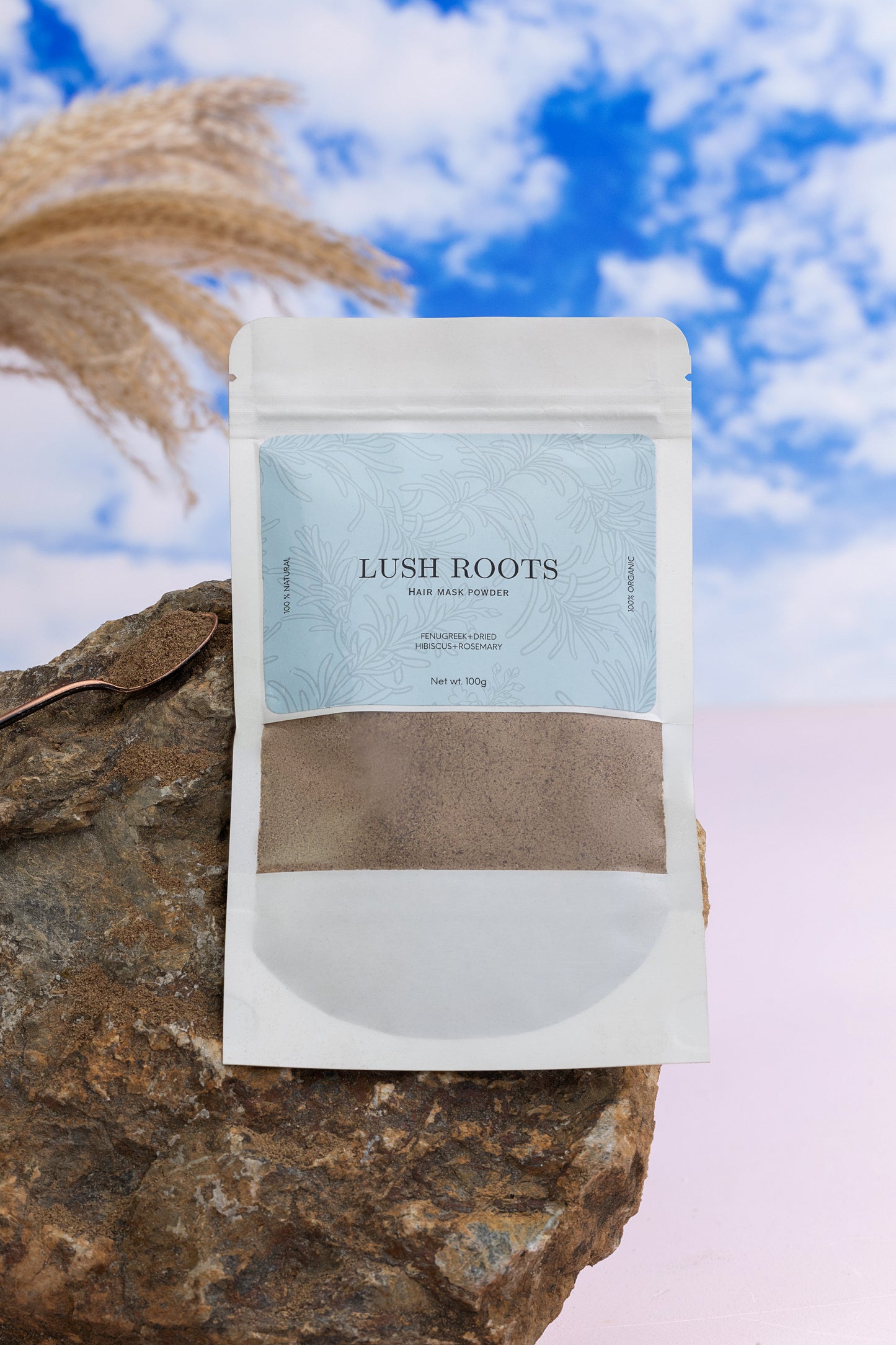 Lush Roots - HAIR MASK POWDER - Fenugreek | Hibiscus | Rosemary - 100 Grams